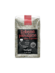 Nutrigold organic fine rolled oats in a transparent packaging of 500g