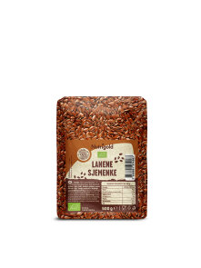 Nutrigold organic linseed in a transparent packaging of 500g