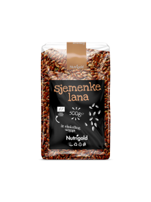 Nutrigold organic linseed in a transparent packaging of 500g