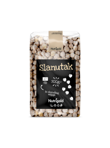 Nutrigold organic chickpeas in a transparent packaging of 500g