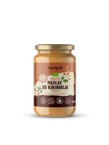 Nutrigold crunchy peanut butter in a glass jar of 350g