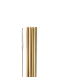 Humble Brush 4 reusable bamboo straws with a stainless steel cleaner