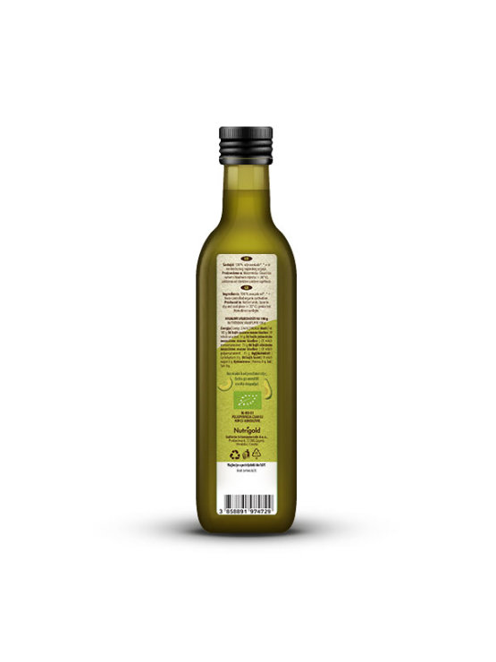 Nutrigold organic cold pressed avocado oil in a green glass bottle of 250