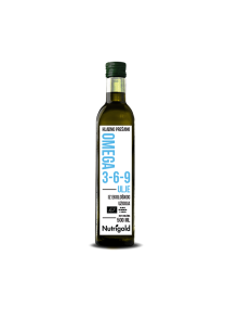 Nutrigold Omega 3-6-9 oil in a glass bottle of 500ml