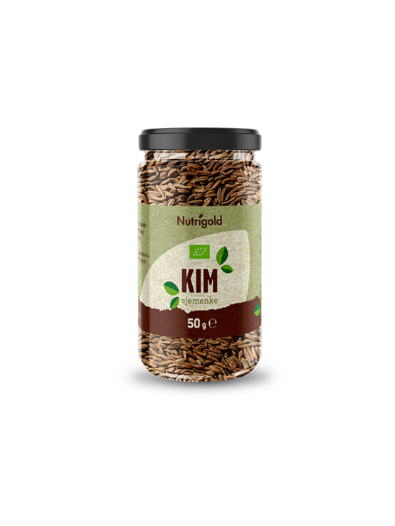 Nutrigold organic caraway seed in a glass jar of 45g