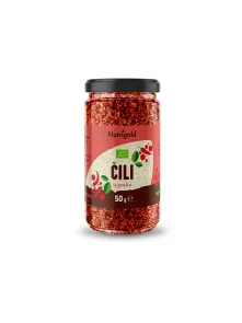 Nutrigold organic chilli powder in a 50g jar