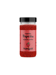 Nutrigold organic sweet ground paprika in a glass jar of 50g