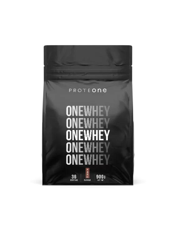 ProteONE double chocolate whey protein in a 900g packaging