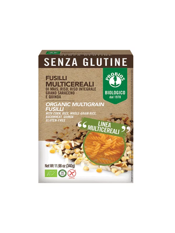 Probios gluten free multigrain fusilli in a packaging of 340g