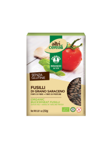 Probios organic buckweat fusilli pasta in a packaging of 250g