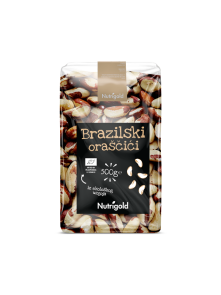 Nutrigold organic Brazil nuts in transparent packaging of 500 grams