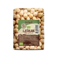 Nutrigold Organic Blanched Hazelnuts in a transparent bag of 250 grams