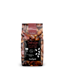Nutrigold organic pitted dates ''Deglet Nour'' in a transparent packaging of 250g