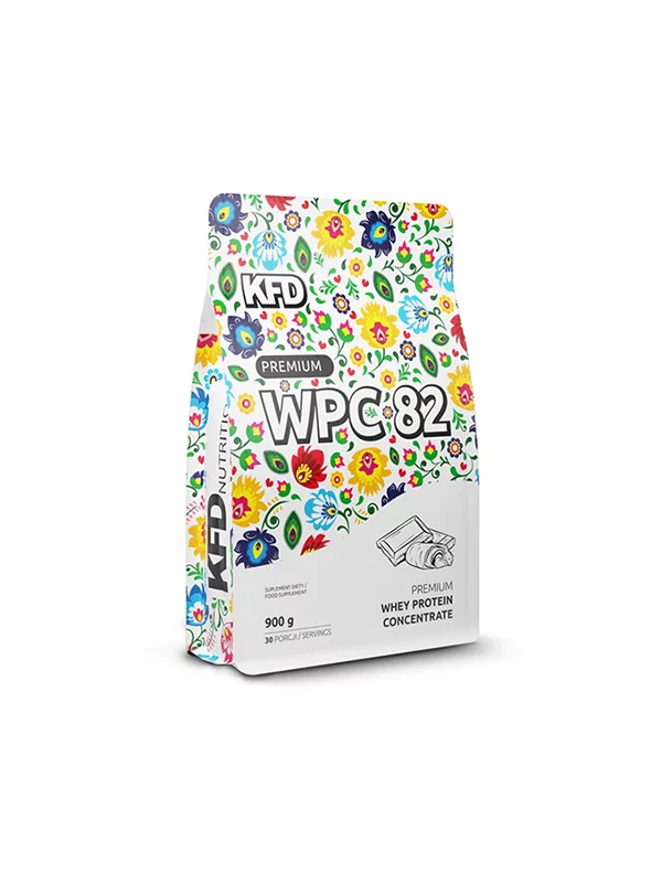 KFD white chocolate flavoured WPC premium protein in a bag of 900g