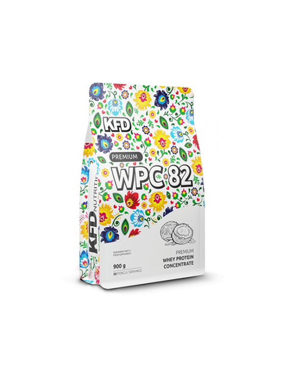 KFD coconut flavoured WPC premium protein in a bag of 900g