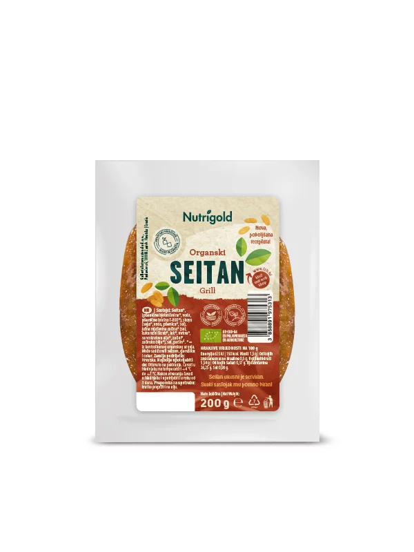 Nutrigold organic seitan grill in a vacuumed packaging of 200g