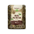 Nutrigold organic white pai mu tan tea in a transparent packaging of 30g