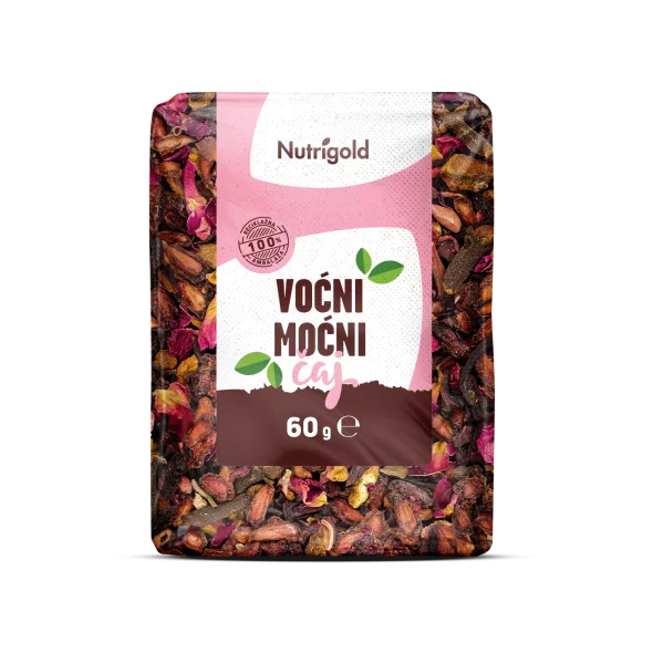 Nutrigold organic fruit power mix in a transparent packaging of 60g