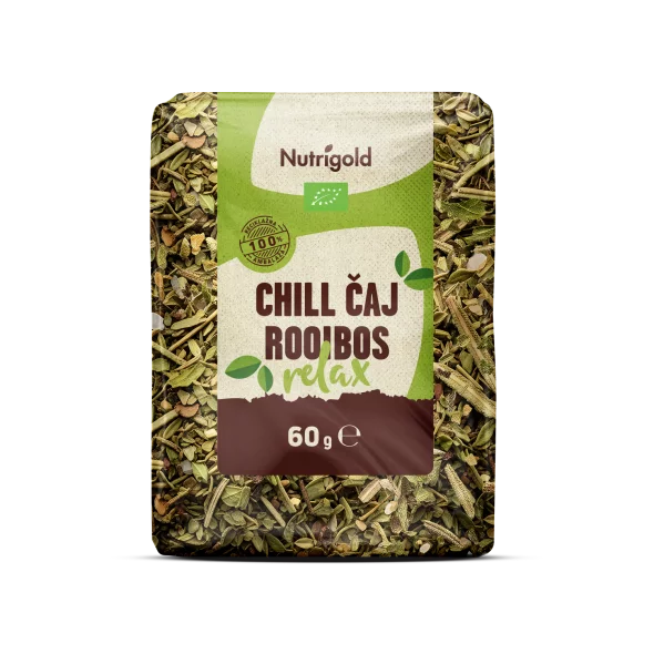 Nutrigold organic chill rooibos relax tea in a packaging of 60g