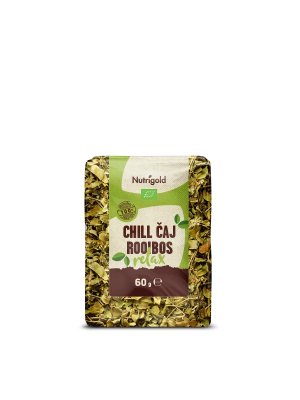 Nutrigold organic chill rooibos relax tea in a packaging of 60g