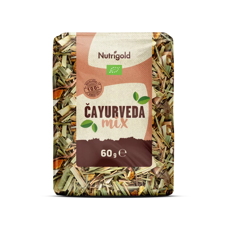 Nutrigold organski čayurveda čaj u prozirnoj ambalaži od 60g