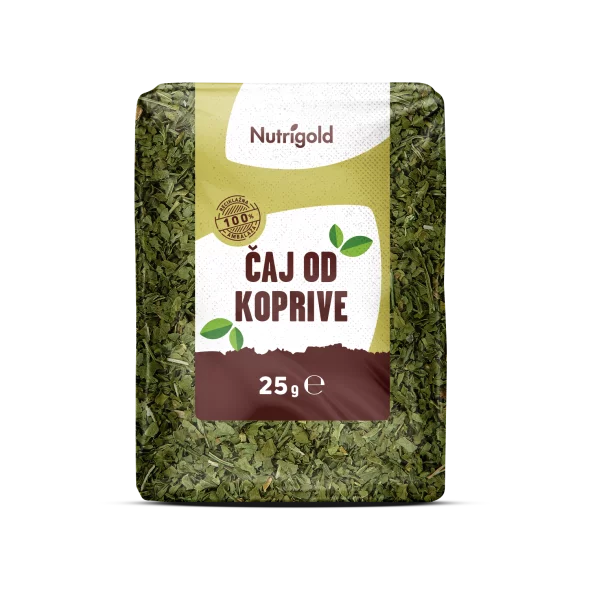 Nutrigold nettle tea in transparent packaging of 25g