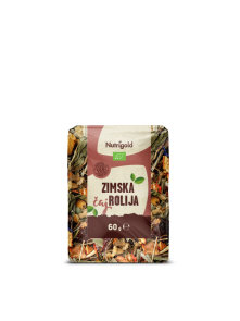 Nutrigold organic winter magic tea in a transparent packaging of 60g