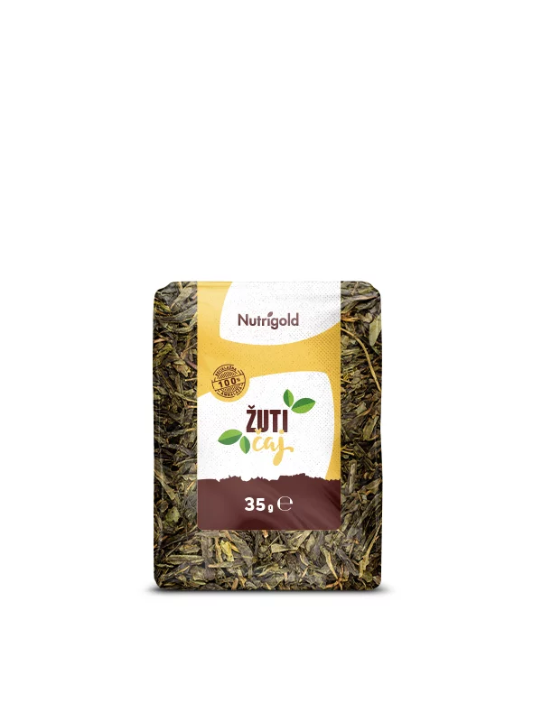 Nutrigold yellow tea in a transparent packaging of 35g