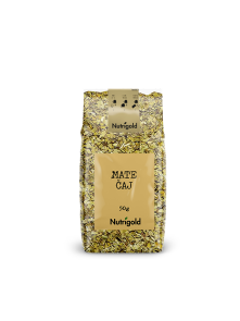 Nutrigold Yerba Mate tea in a transparent packaging of 50g