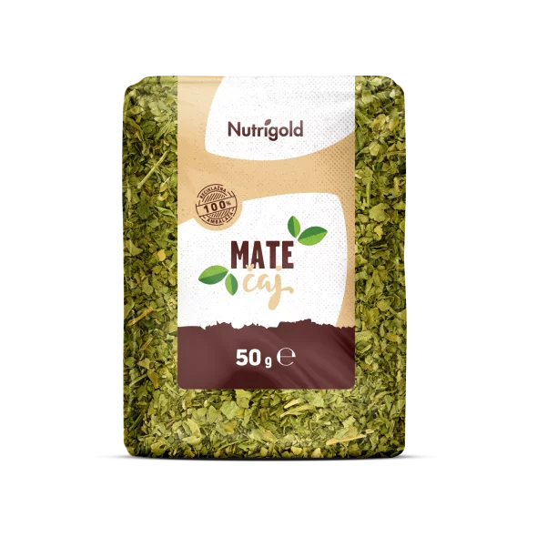 Nutrigold Yerba Mate tea in a transparent packaging of 50g