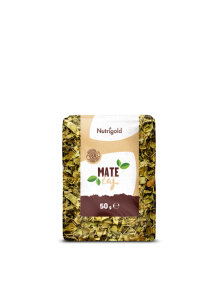 Nutrigold Yerba Mate tea in a transparent packaging of 50g