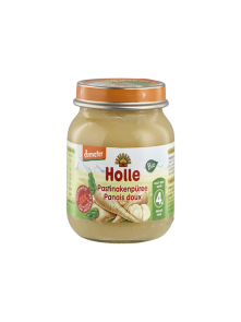 Organic Holle parsnip purée in a glass jar of 125g