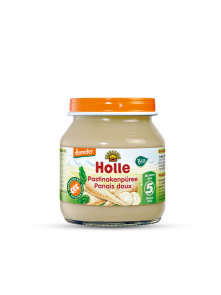 Organic Holle parsnip purée in a glass jar of 125g