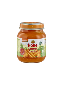 Organic Holle carrot purée in a glass jar of 125g