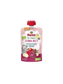 Organic Holle banana, apple and beetroot purée in a resealable pouch 100g