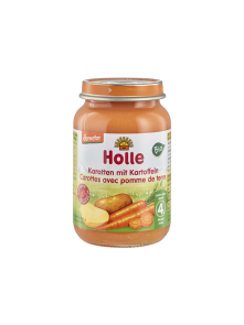 Organic Holle carrot and potato purée in a glass jar of 190g