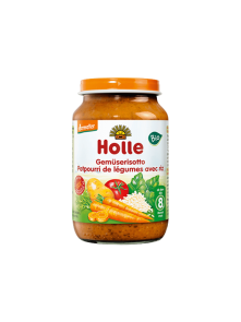 Organic Holle mixed vegetables and rice purée in a glass jar of 220g