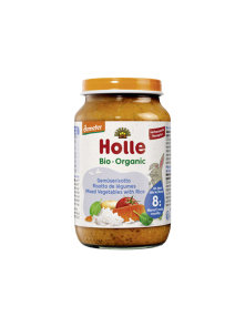 Organic Holle mixed vegetables and rice purée in a glass jar of 220g