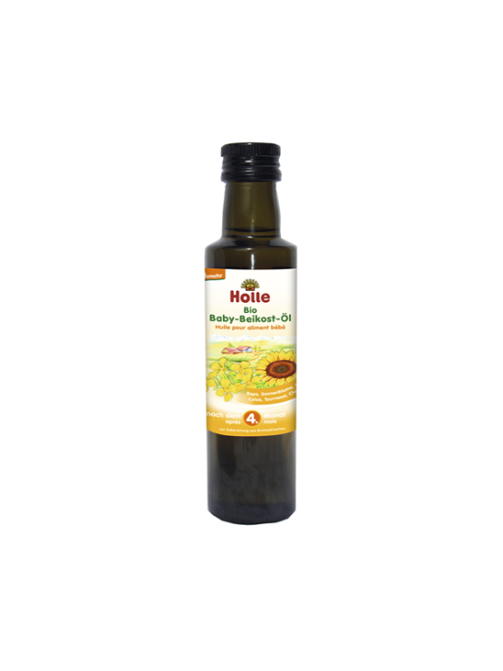 Organic Holle weaning oil in dark glass bottle of 250ml