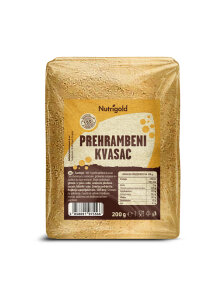 Nutrigold nutritional yeast in a transparent packaging of 200g