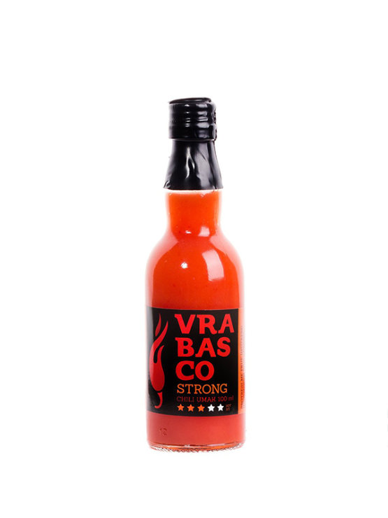Volim ljuto vrabasco strong chilli sauce in a 100ml glass bottle