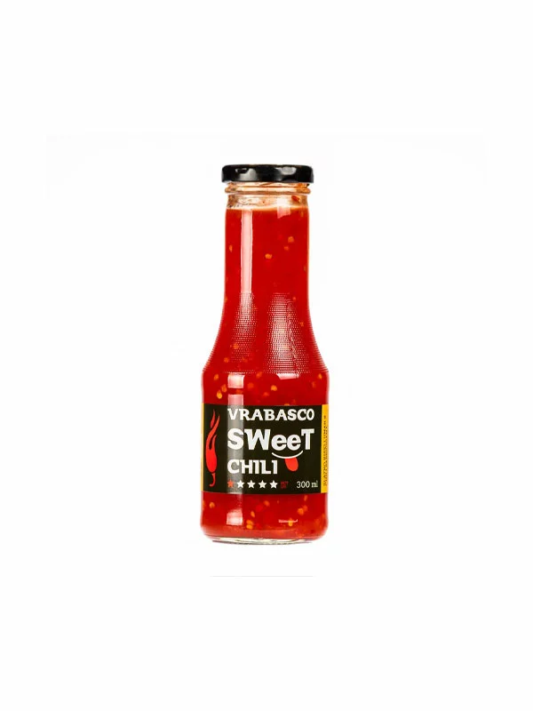 Volim ljuto vrabasco sweet chilli sauce in a 295ml glass bottle
