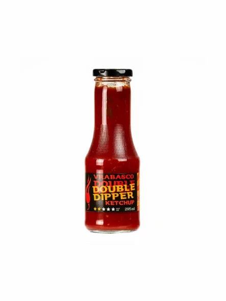 Volim ljuto vrabasco ketchup double dipper in a 300ml glass bottle