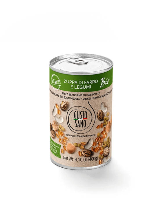 Gusto Sano organic canned spelt, lentils and beans soup 400g