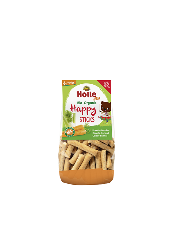 Organic Holle carrot sticks in a transparent packaging of 100g