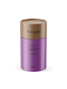 Nutrigold organic chia seeds in purple packaging of 200g