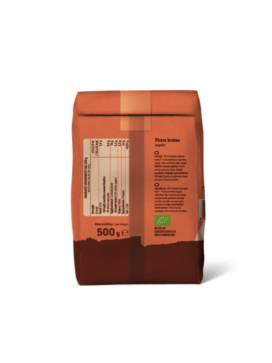 Nutrigold organic whole grain spelt flour in a packaging of 500g