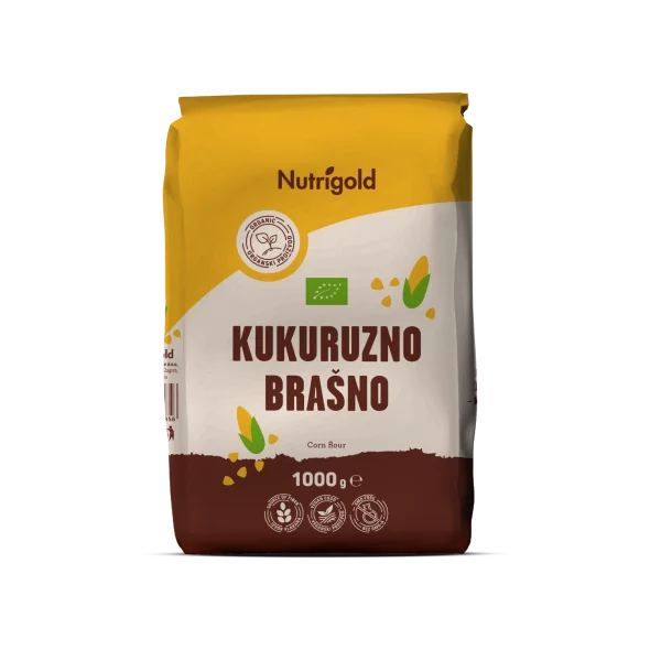 Nutrigold organic corn flour in a packaging of 1000g