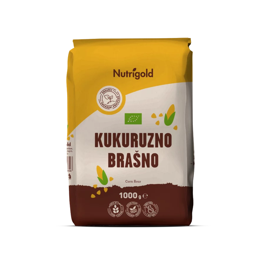 Nutrigold organic corn flour in a packaging of 1000g