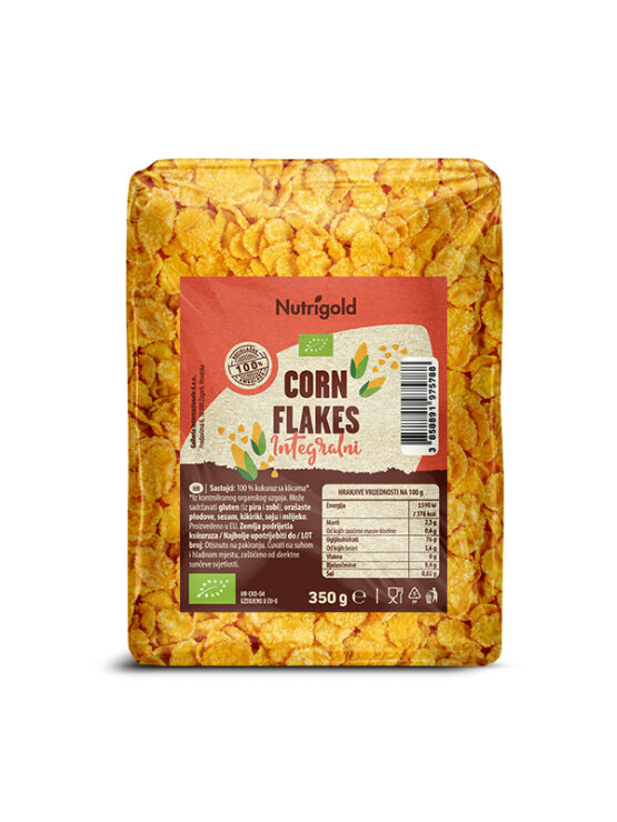 Nutrigold organic whole grain cornflakes in a packaging of 350g